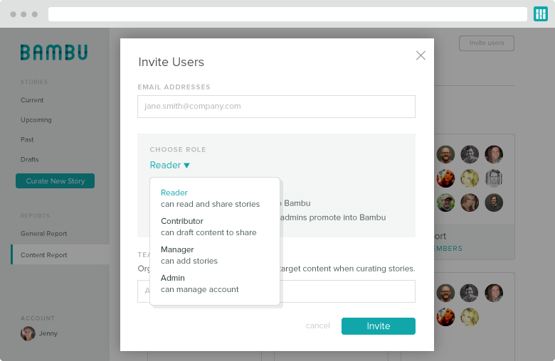 product update invite users bambu screenshot