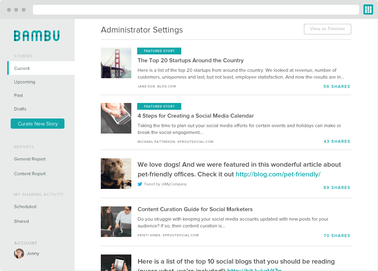 bambu by sprout social dashboard screenshot