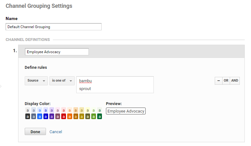 channel group settings example