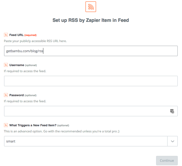 Set up RSS in Zapier_focused