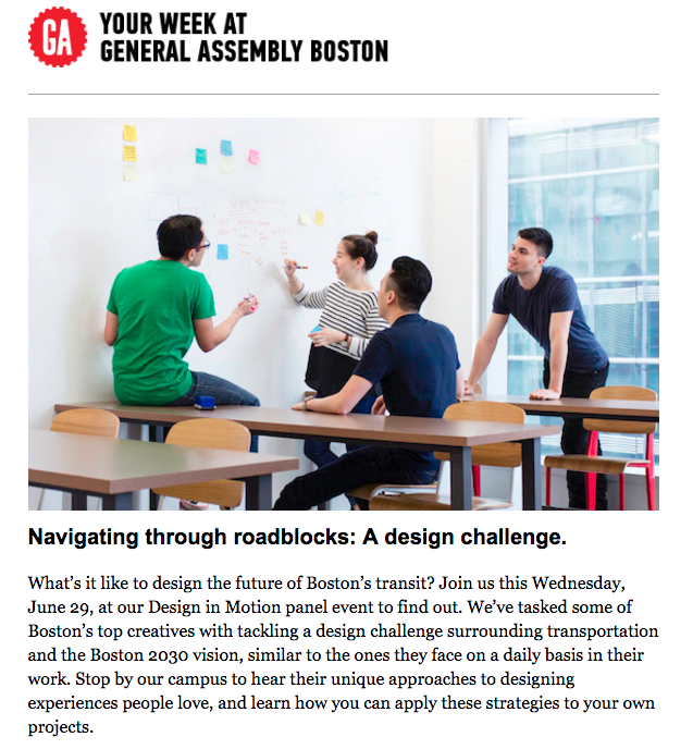 corporate newsletter for general assembly boston